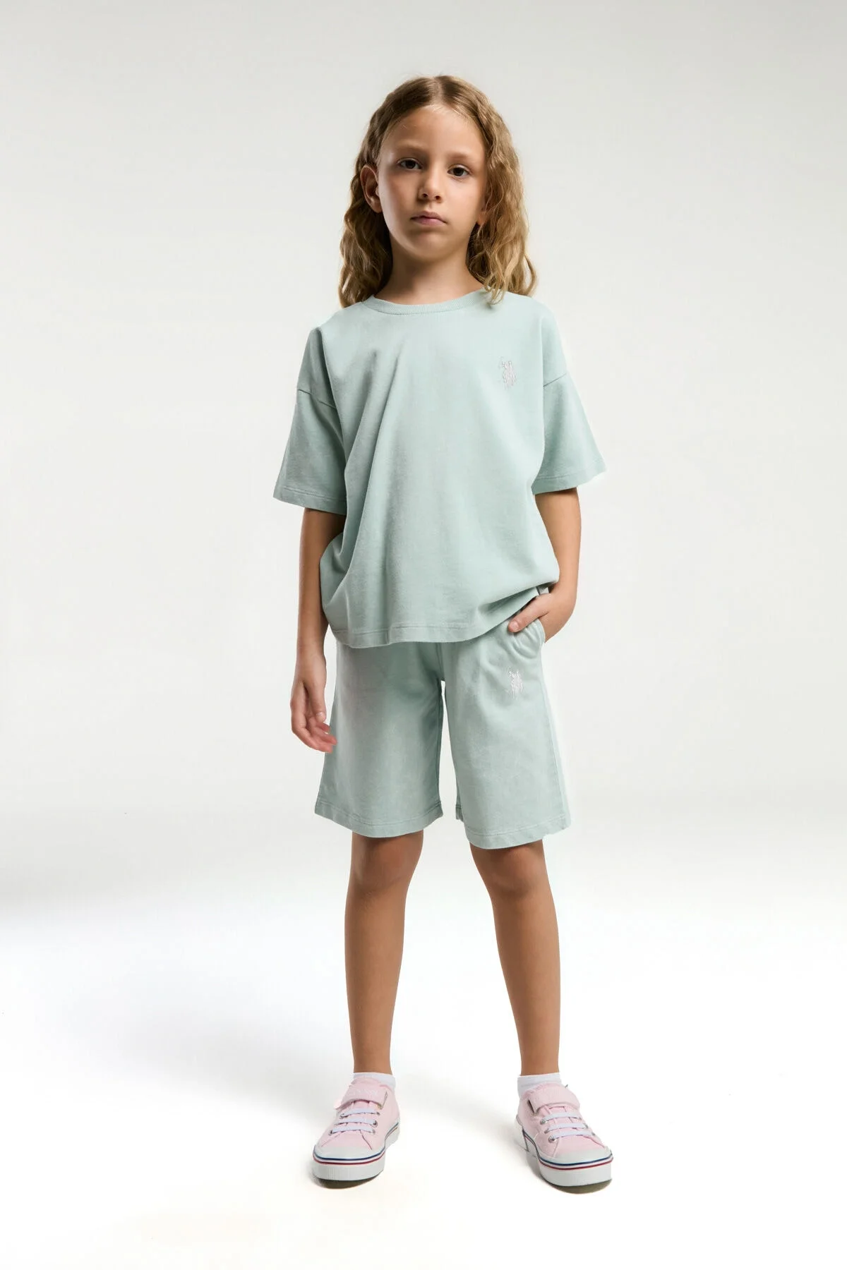 Arnetta U.S. Polo Assn Kız Çocuk Yeşil Bermuda Takım Bermuda Takım Toptan