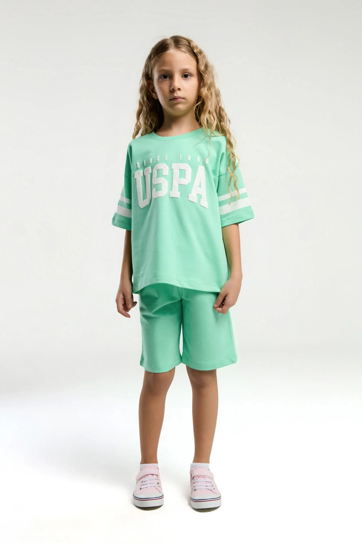 Arnetta U.S. Polo Assn Kız Çocuk Yeşil Bermuda Takım Bermuda Takım Toptan