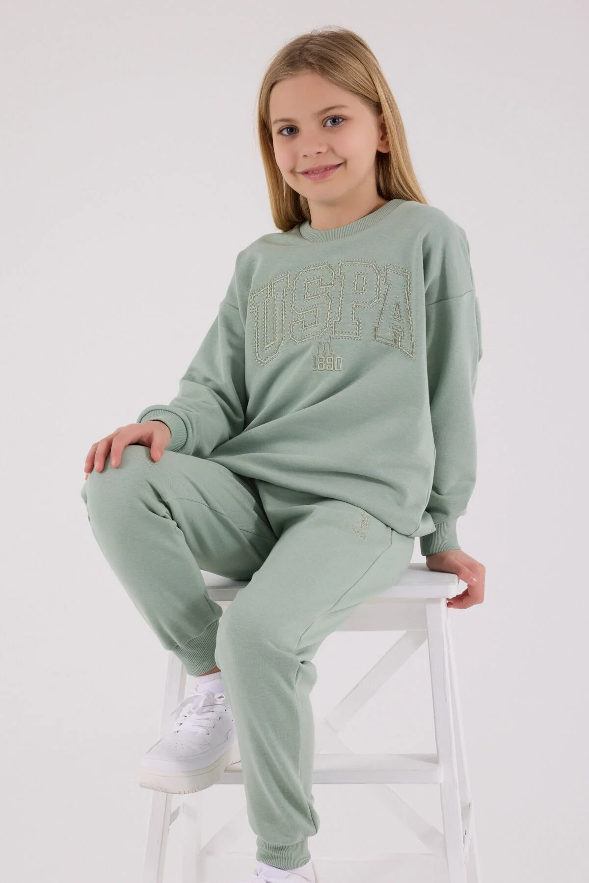 Arnetta U.S. Polo Assn Kız Çocuk Yeşil Eşofman Takımı Eşofman Takımı Toptan