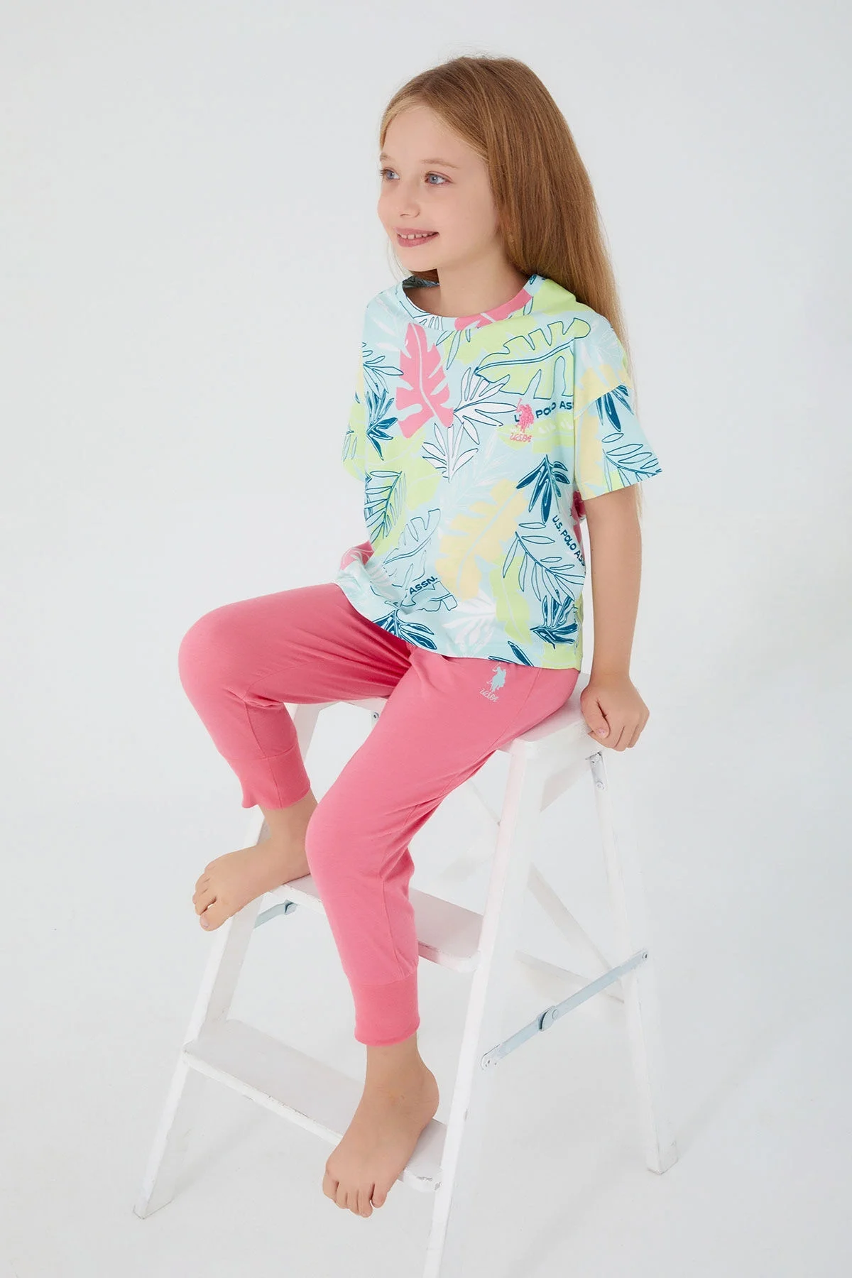 Arnetta U.S. Polo Assn Kız Çocuk Yeşil Pijama Takımı Pijama Takımı Toptan