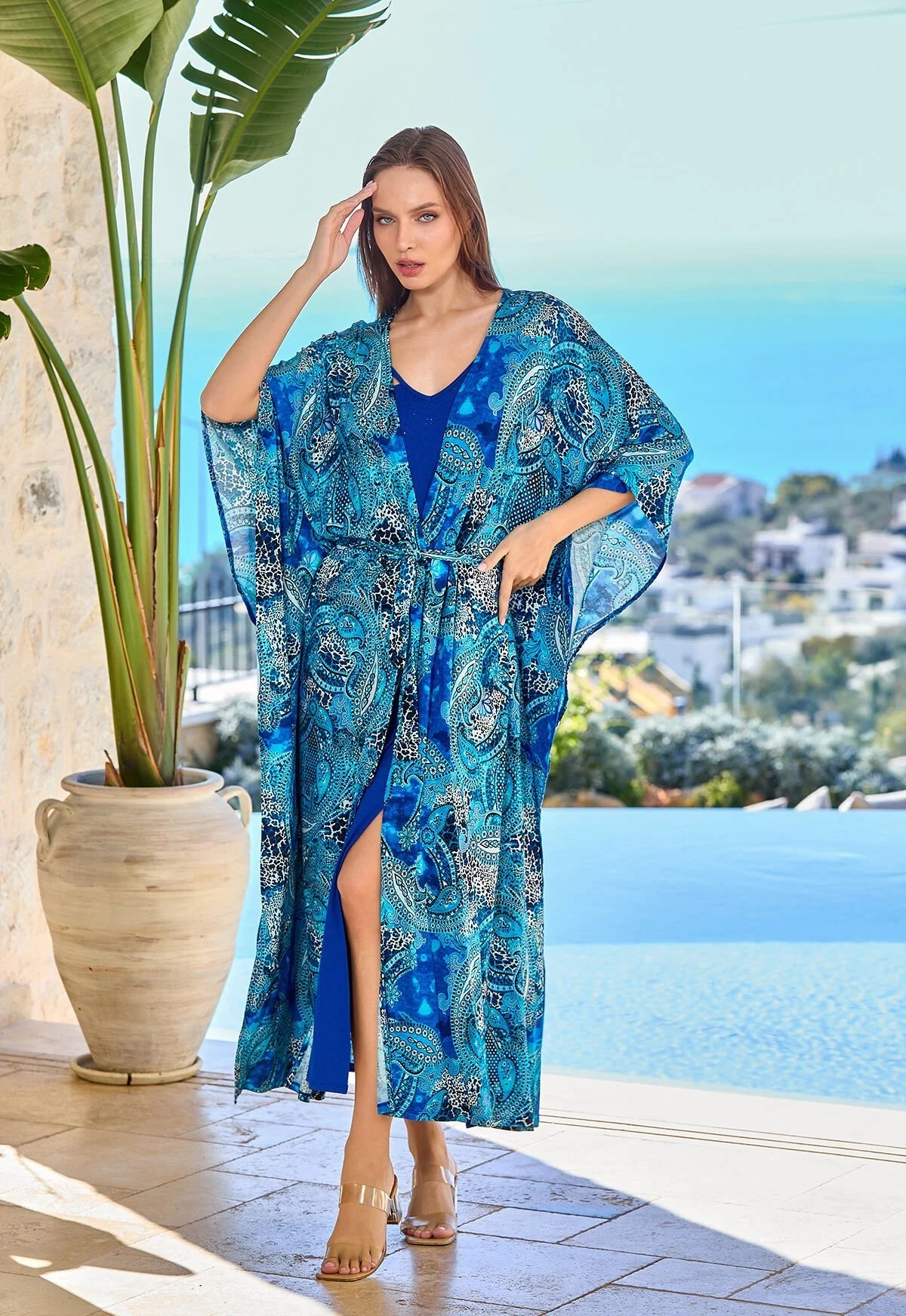 Cossy By Aqua Uzun Kimono Sabahlık CossybyAqua 25667 Gecelik & Sabahlık Toptan