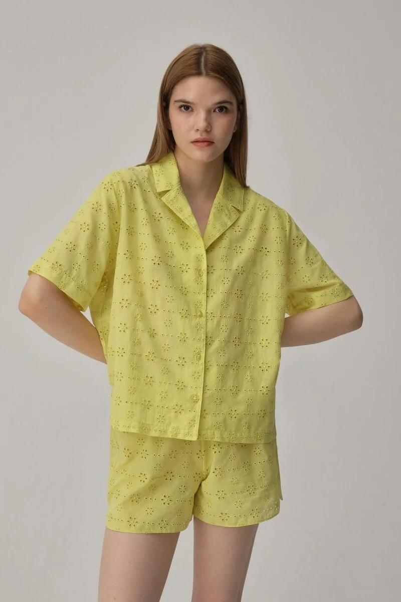 VANESSA -Pamuklu Kadın Pijama Takımı - Lime