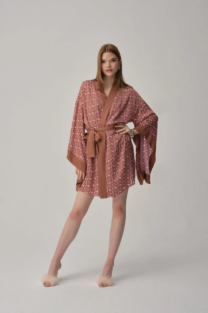 Pierre Cardin VERA - Vegan İpek Saten Kadın Gecelik Sabahlık Takımı - Neutral Gecelik Sabahlık Takım Toptan