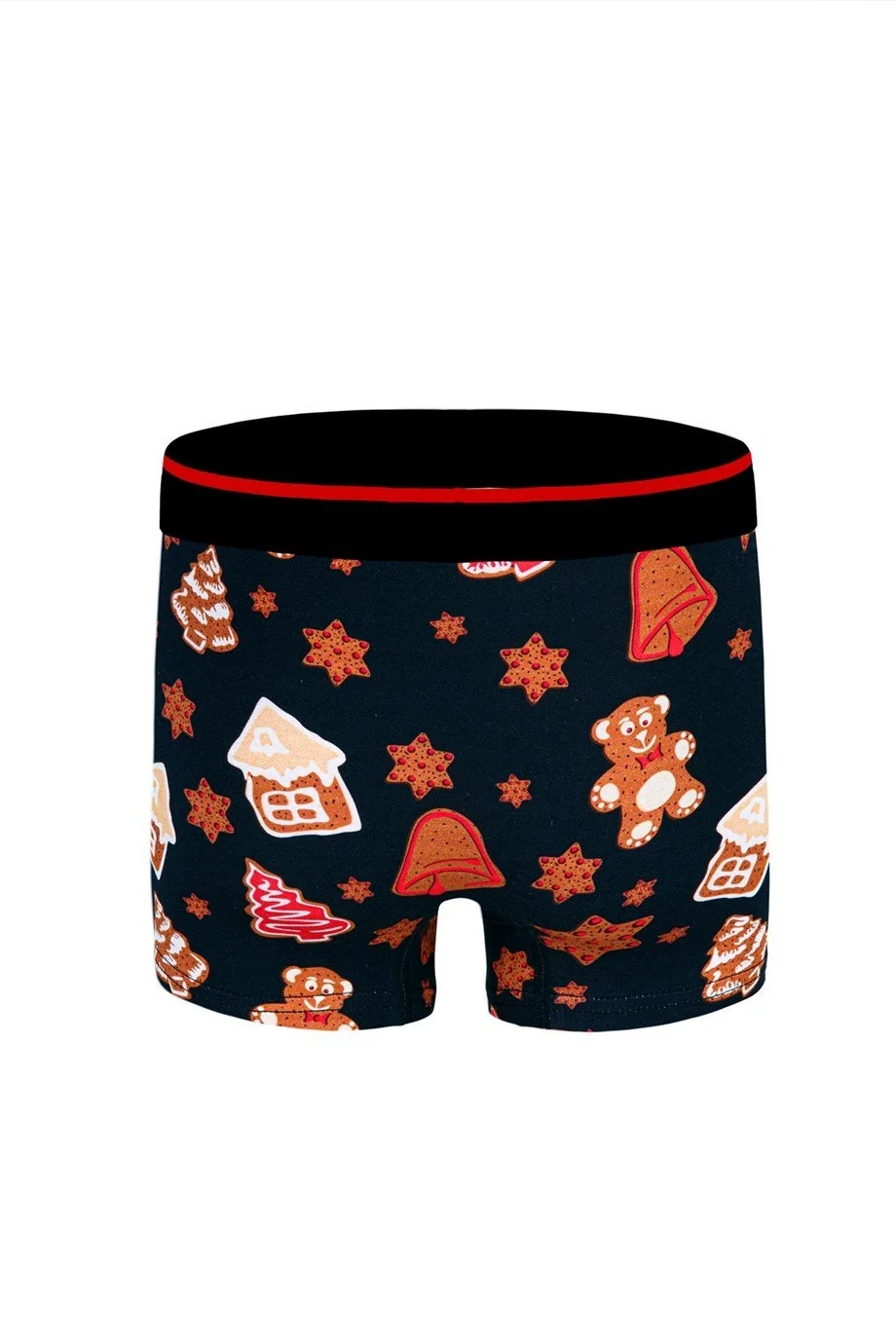 Kırmızı ve turuncu yılbaşı desenli siyah erkek boxer, ayak bileği boyu, DZNNY0002 modeli, Darkzone markası